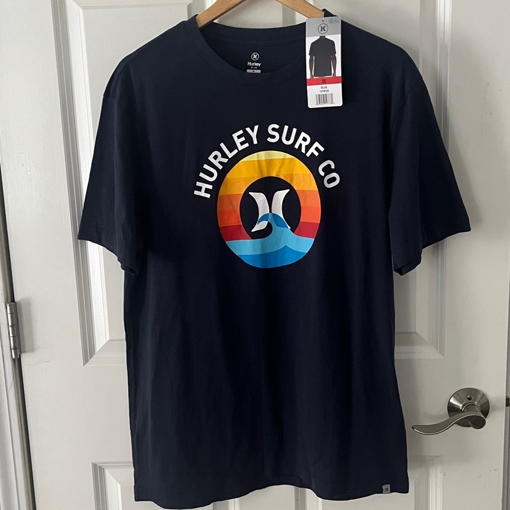 NWT HURLEY T SHIRT wave sun graphic size medium navy blue